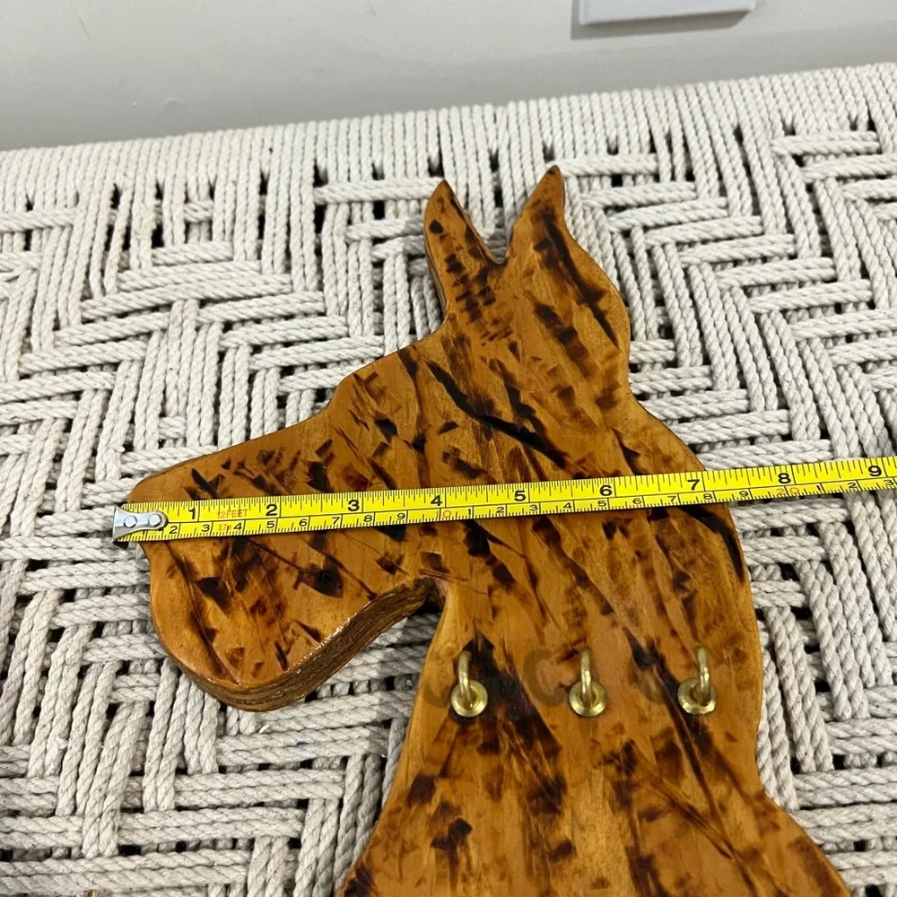 Hand Made Signed Rustic Brown Dog Head Wall Hook